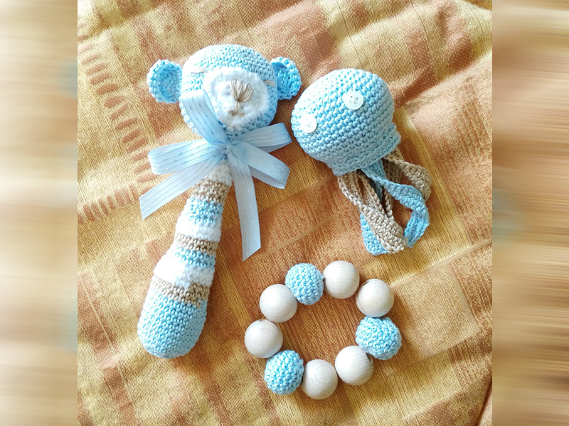 sonaglio giocattolo bracciale dentizione amigurumi